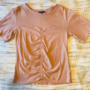 Express Ruched Front Short Sleeve Shirt